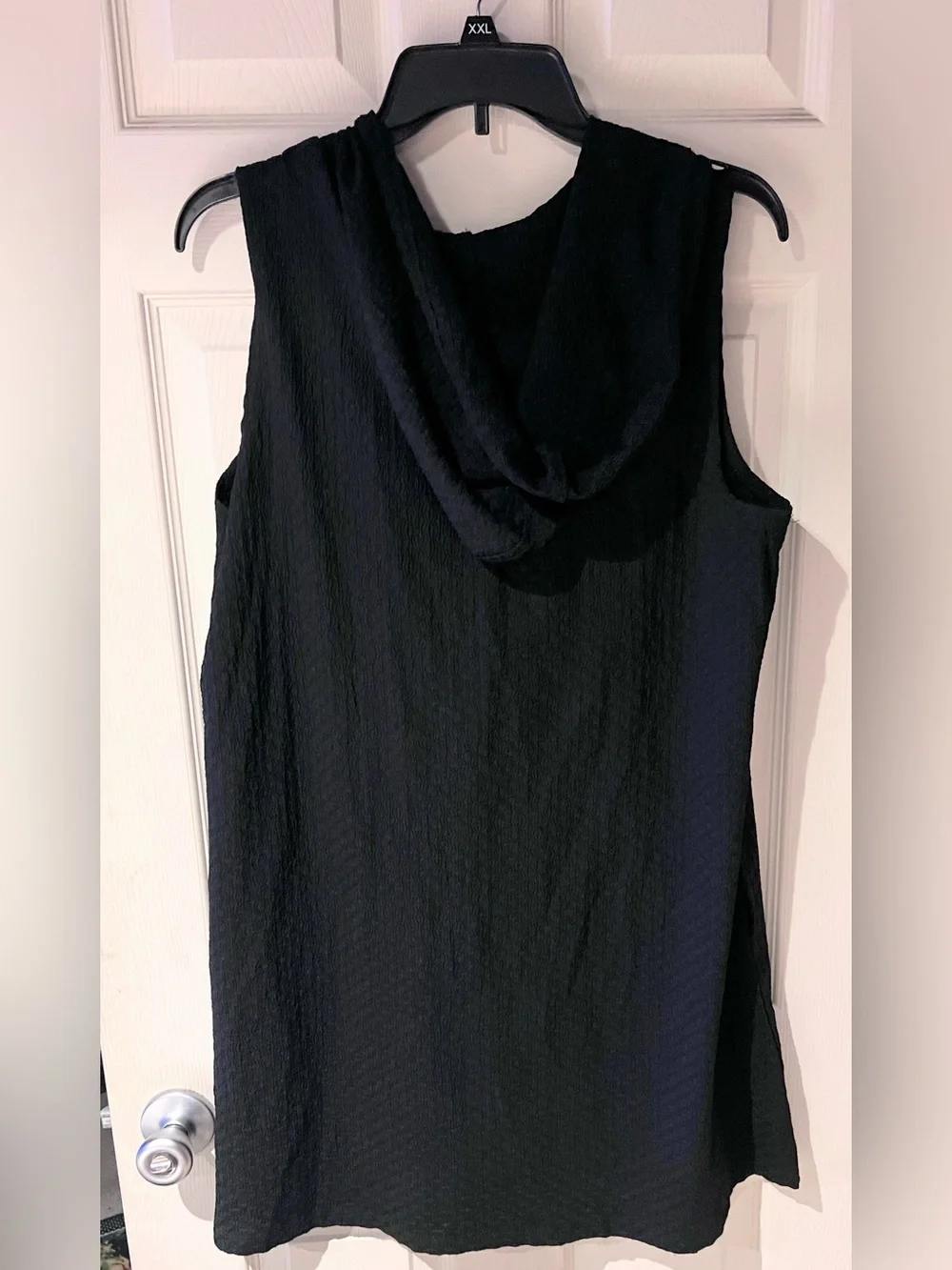 Black Sleeveless Zip-Front Hooded Swimsuit Cover Size Large